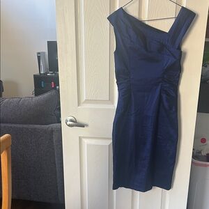 Adrianna Papell Midnight Blue One-Shoulder Dress